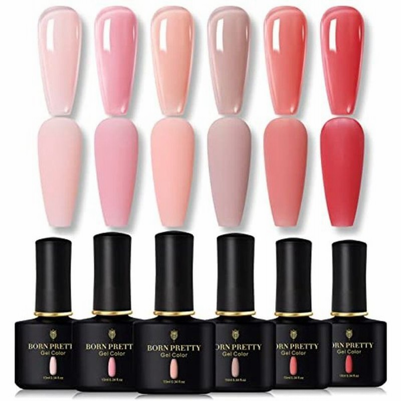 Born Pretty ジェルネイル カラージェル クリアピンク系 6色セット Uv Led対応 透明感あり 肌色 ポリッシュタイプ ジェル 通販 Lineポイント最大get Lineショッピング