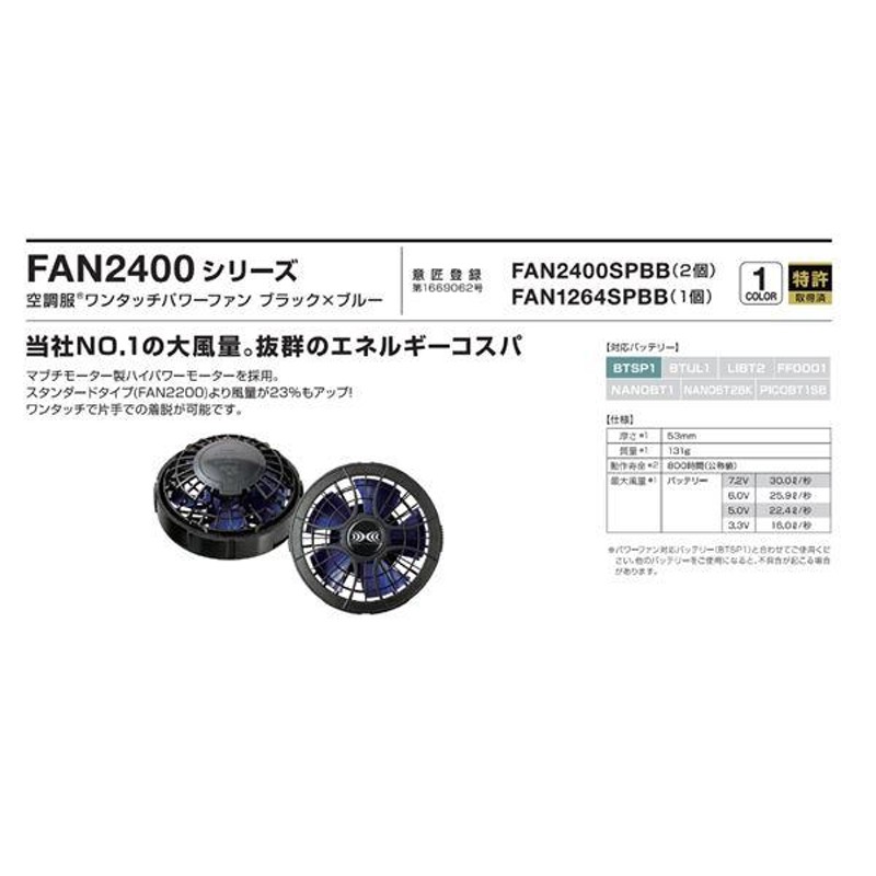 作業着 | KU91400 空調服 R 綿薄手 タチエリ FAN2400SPBB・RD9261