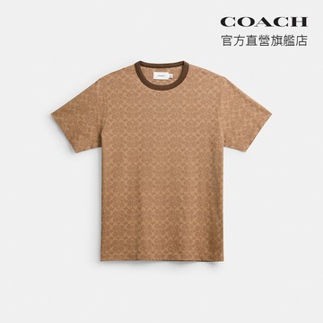 【COACH】經典SIGNATURE棉質T恤-棕黃色(CCC01)｜官方直營