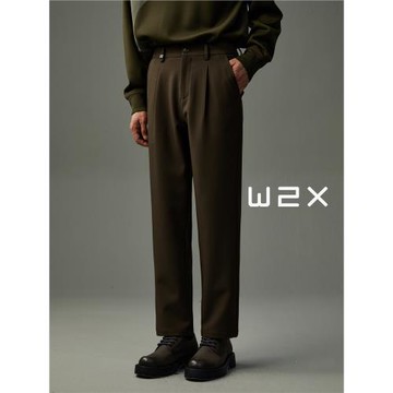 直筒休閑褲男春秋季墜感小西褲簡約休閑松緊腰設計感百搭男褲潮流