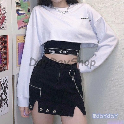 Tシャツ レディース 2点セット 長袖 へそ出し ショート丈 トップス