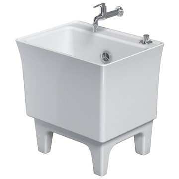 陶瓷拖把池洗地池家用高腳帶腿陽臺綠色落地拖布池自動下水大小號/拖把池/墩布池/水槽池/拖布池