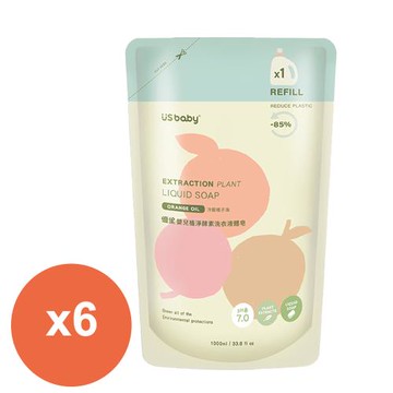 優生 嬰兒植淨酵素洗衣液體皂補充包1000mlx6包