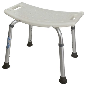 Fullicon 護立康 舒適洗澡椅 無背 PE防滑坐板帶孔排水 8段高度調整  白色 + 銀色  1個