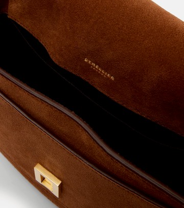 DeMellier Siena leather-trimmed suede crossbody bag
