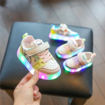 女寶寶鞋子小童鞋亮燈鞋板鞋男童運動鞋嬰兒軟底學步鞋幼童春秋季