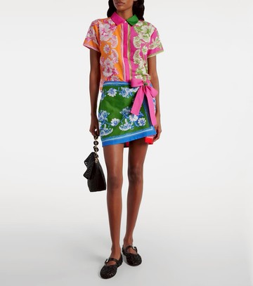 Farm Rio Mixed Scarves Floral Elegance cotton wrap skirt