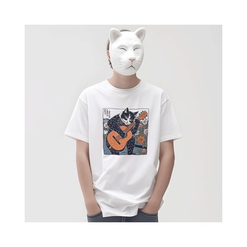 貓的簡單生活萌咖啡讀書吉他/凡物制原創文藝純棉男女款寬松印花T