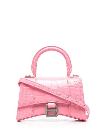 Balenciaga - Hourglass crocodile-embossed handbag - women - CALFSKIN - One Size - Pink