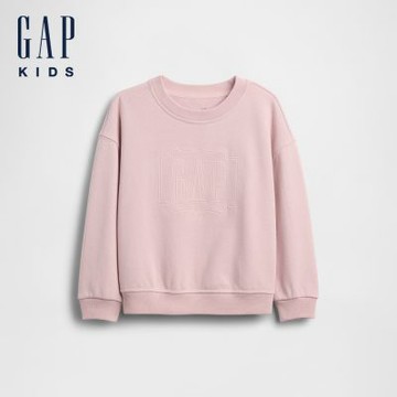 【GAP】嬰兒及幼兒VintageSoft毛圈布刺繡Logo大學T-裸粉(900461)