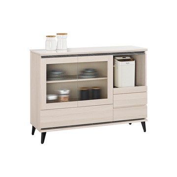 Boden-珊卓4尺長虹玻璃岩板收納餐櫃/碗盤櫃/置物矮櫃/拉盤電器櫃/玄關櫃-120x40x90cm