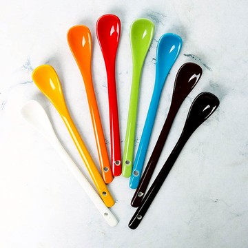 彩色咖啡攪拌勺子 家用陶瓷調味勺攪拌勺調羹湯匙馬卡龍色餐具
