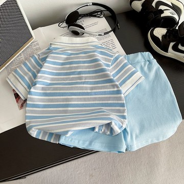 Healthy baby 男童夏裝童裝洋氣寶寶套裝童裝衣服新款夏季短袖兒童兩件套潮 男童套装 短袖套装 大學T套装