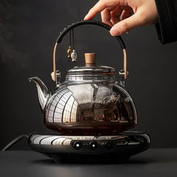 蒸茶壺提梁壺玻璃煮茶器辦公室蒸煮兩用煮茶壺單壺電陶爐專用