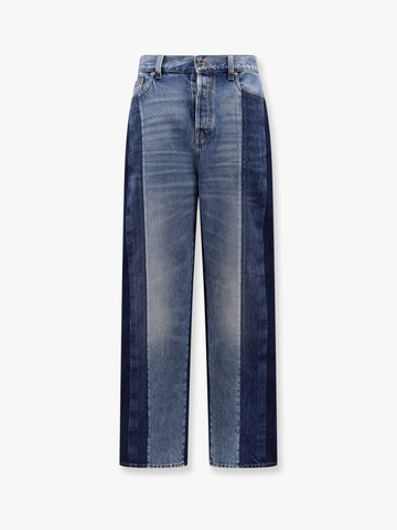 Patchwork denim jeans with gucci rosso ancora - GUCCI - gender_Woman