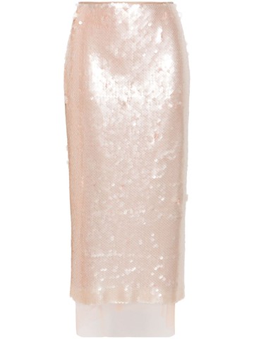 V:PM ATELIER - Citrus sequinned pencil skirt - women - Polyester/Polyester/Spandex/Elastane - 38 - Neutrals