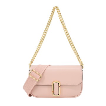 MARC JACOBS THE J MARC 光滑皮革翻蓋鏈帶斜背/肩背包-迷你/玫瑰粉