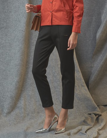 ★【喜芝梅】區塊鏈壓線鬆緊長褲(兩色；M-3L) 225960976