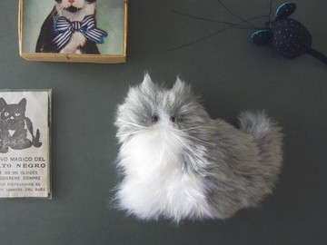 接單製作 >> PEPOSO: furry animals "cat" 貓咪 / 八字紋 白×灰