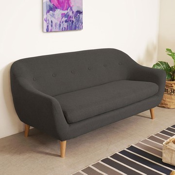 【Homelike】喜家居三人座亞麻布沙發(深灰色)(2425)