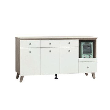 Boden-潔妮5.3尺四抽三門石面收納餐櫃/碗盤櫃/拉盤電器櫃/置物矮櫃-160x41x79cm