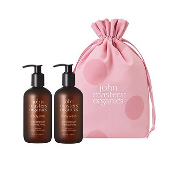 John masters organics 天竺葵依蘭沐浴保養組 含束口袋櫻花粉