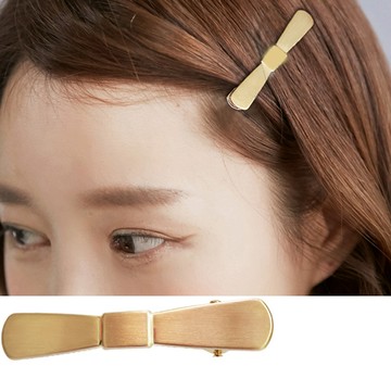 Charme 韓國新品 簡約蝴蝶結造型一字夾 金色