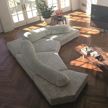 附發票 巖石沙發模塊組合大小戶型極簡客廳平層設計師異形布藝沙發