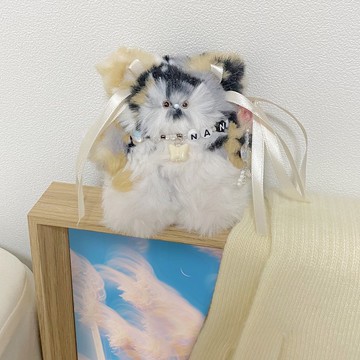 Fairy Nana's 三色貓鑰匙圈，可愛貓咪包包吊飾 手鉤編織