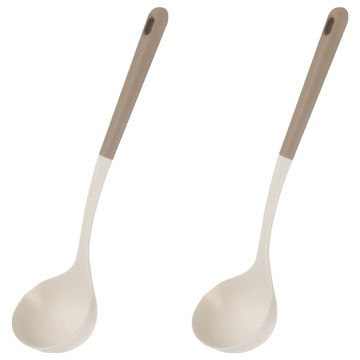 FaSoLa 耐高溫矽膠廚具 湯勺 二件組 耐熱-20~230°C  34 x 10cm  米白色  2組