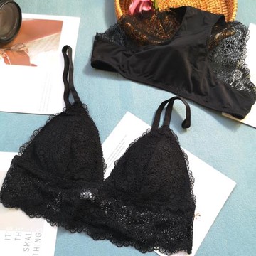 小芬歐美胸罩大氣黑色超薄文胸套裝無鋼圈透氣誘惑性感內衣女夏季