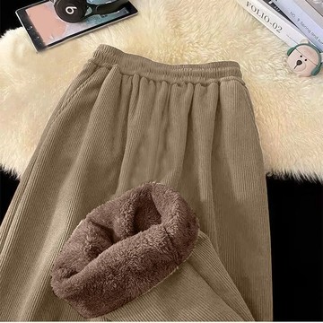 🤩新款🏆台灣出貨🏆2025新款加厚羊羔絨闊腿褲女秋冬加絨寬鬆百搭冬季保暖直筒褲子