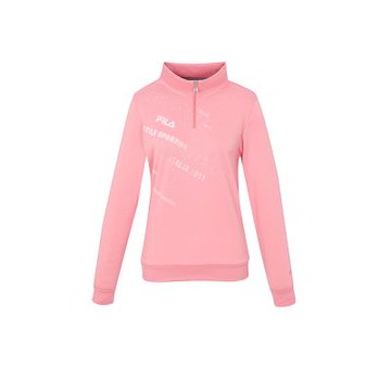FILA官方直營 女吸濕排汗長袖半門襟T恤-玫粉 5TEZ-5737-PC