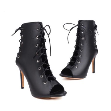 歐美風系帶羅馬涼靴交叉綁帶超高跟魚嘴涼鞋大碼44 45 46 47 48