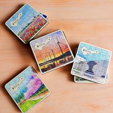 特色景點拼圖x無框畫零錢筒(台中) 收納盒 台灣 禮物 木質拼圖