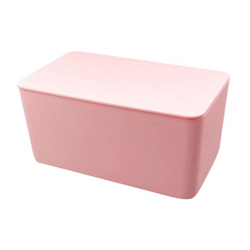 紅點生活 加大密封口罩紙巾收納盒  多功能收納 家庭必備 翻蓋設計 防塵衛生 大開口設計 取用便利 PP材質 尺寸21x12x10cm 極簡粉  1個
