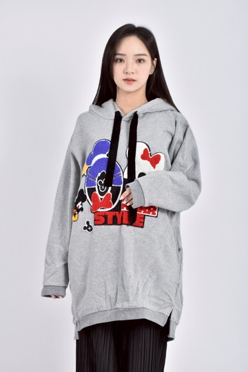 (S) disney質感內刷毛連帽灰色長袖上衣