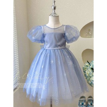 愛莎公主裙女童夏裝正版冰雪奇緣艾莎連衣裙洋氣兒童六一禮服紗裙