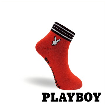 【襪款任選3雙$299 、6雙$511】PLAYBOY 亮彩線性女短襪-紅 (BY6623)