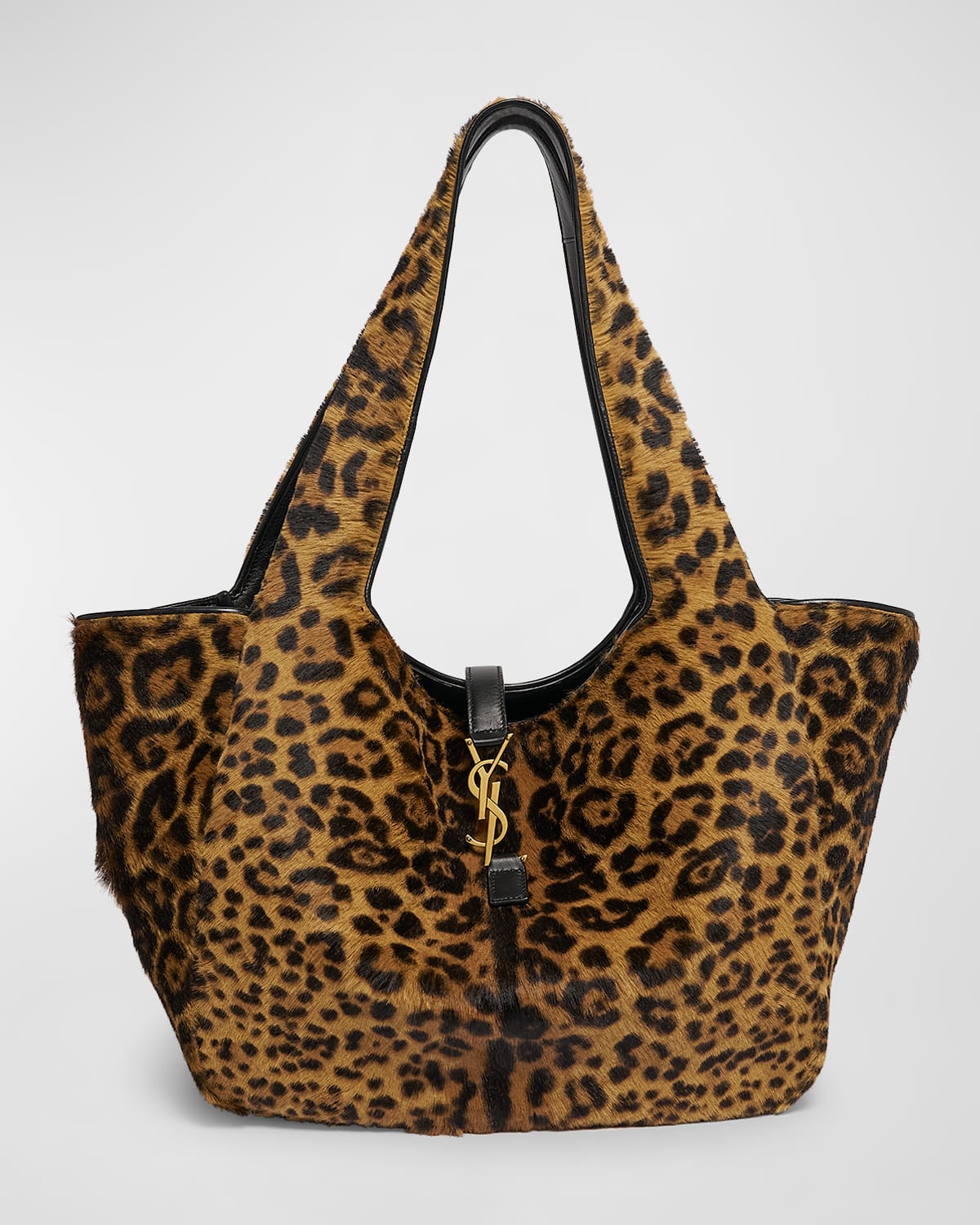 Bea YSL Leopard-Print Tote Bag in Calf Hair and Leather