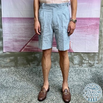 Folklore Classic 三色 夏季清爽高腰扣帶泡泡紗西裝短褲Gurkha Seersucker Shorts
