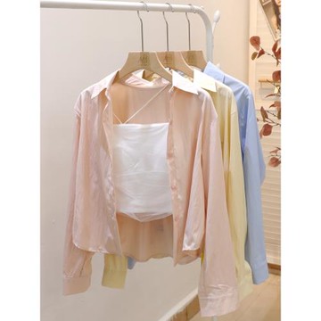 小個子防曬襯衫女夏季新款寬松顯瘦百搭休閑外搭披肩襯衣外套上衣