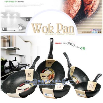 韓國進口 kitchen-art麥飯石不粘鍋炒鍋 平底炒鍋 送鍋蓋或木鏟