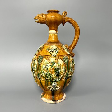 唐三彩貼花鳳首瓶