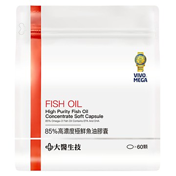 大醫生技 85%高濃度極鮮魚油膠囊 含85% Omega-3 80% EPA和DHA rTG型態  60顆  850mg  1袋