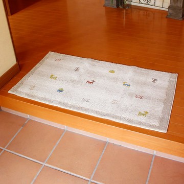 日製游牧民族風威爾頓編織玄關地墊-60x110cm 沙棕