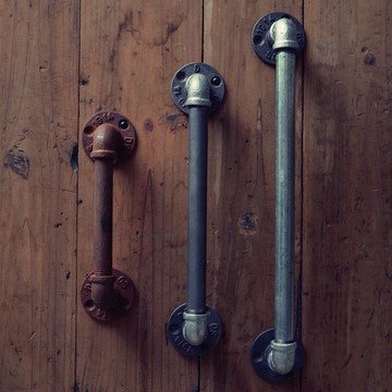 工業風_水管造型手把 (鍍鋅/黑鐵)