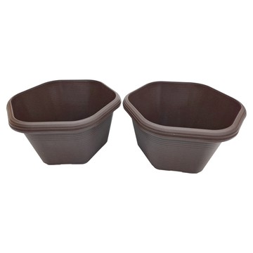 日式六角盆  咖啡色  2個