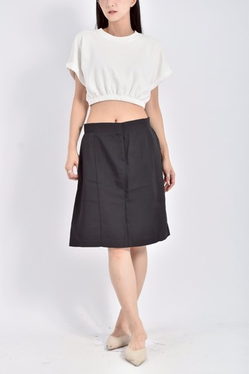 (L) over rich韓牌質感素面黑色短裙