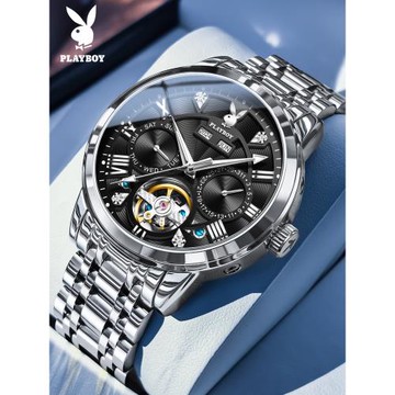 (免運)花花公子手表新款男士手表機械表全自動男表多功能鏤空陀飛輪名表